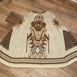 Vintage Sears Kachina Aztec Tribal Cape Poncho